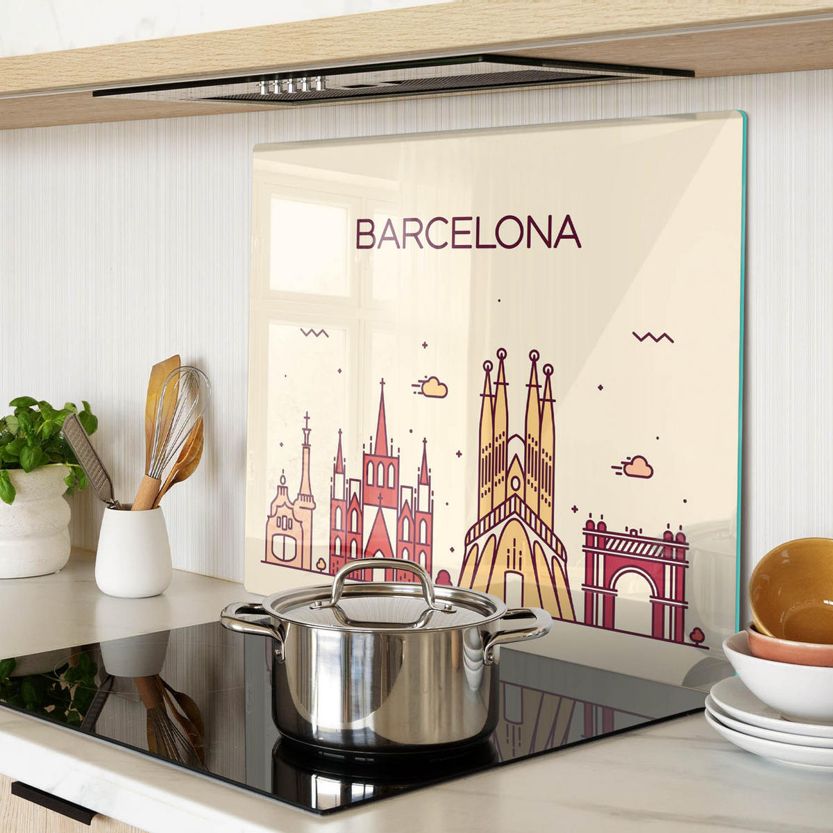 GLASPLATTE 60x52 cm Die Inschrift Barcelona - Multicolor, Glas (60/0.4/52cm) - TULUP