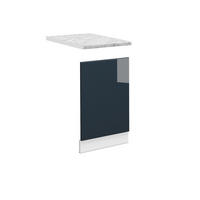 FRONTBLENDE Fame-Line Dunkelblau Hochglanz 45 cm, AP Marmor - Weiß/Dunkelblau, Holzwerkstoff (45/67.4/1.6cm) - Vicco