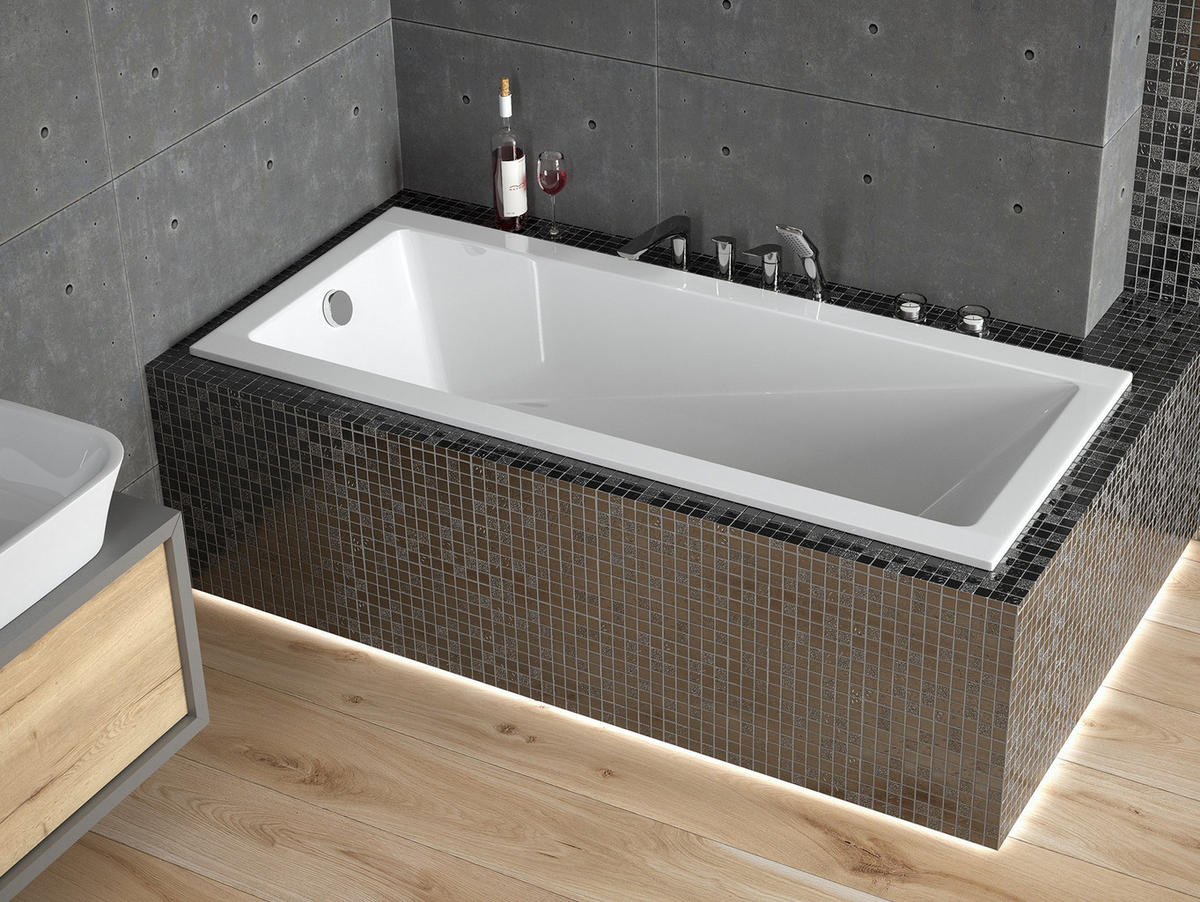 BADEWANNE Rechteck MODERN SLIM 170/70 Ablauf & Füße - Weiß, Kunststoff (70/58.5/170cm) - bad land