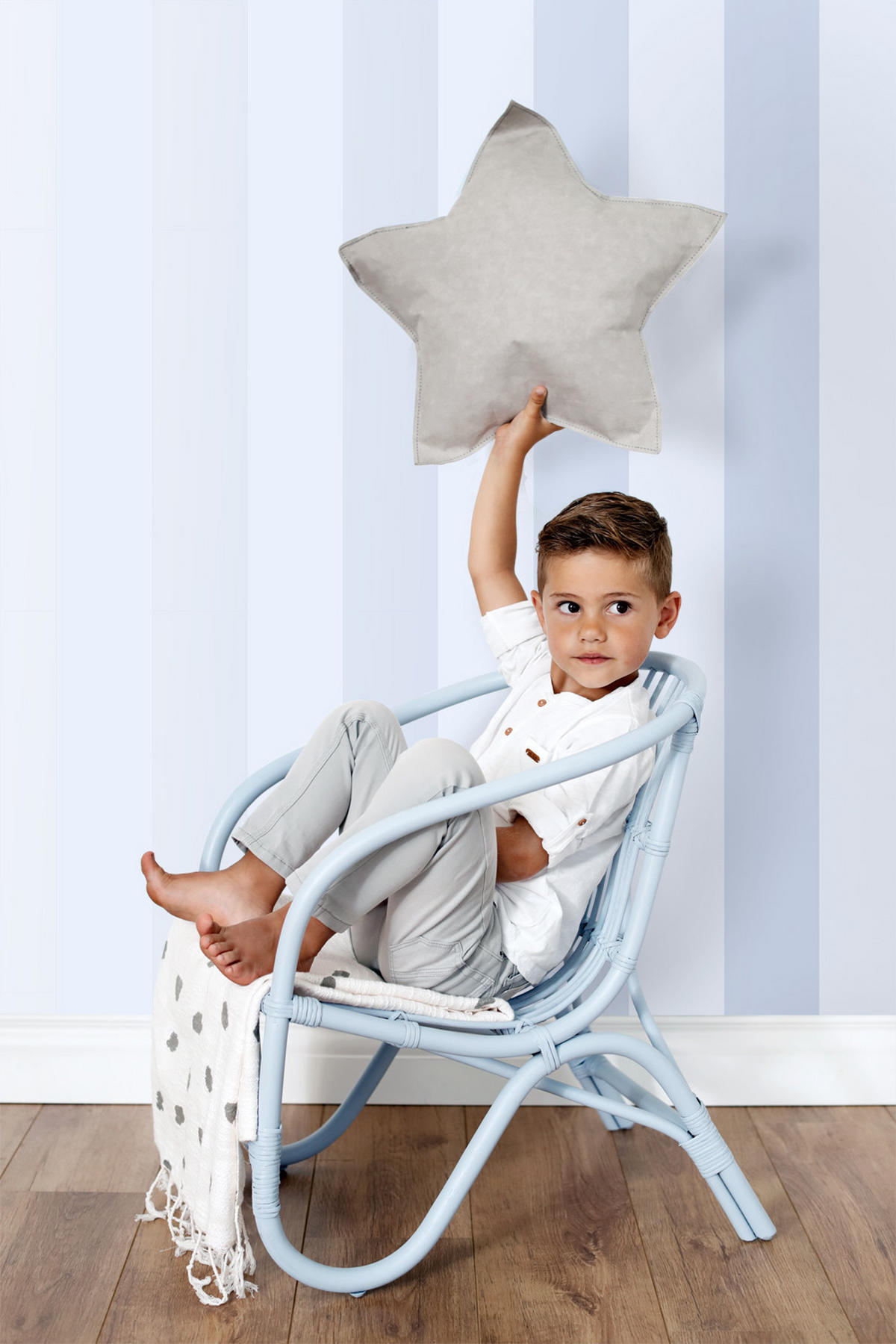 TAPETE Streifen 53 cm x 10.05 m - Blau, Papier (53/1000cm) - Origin Wallcoverings