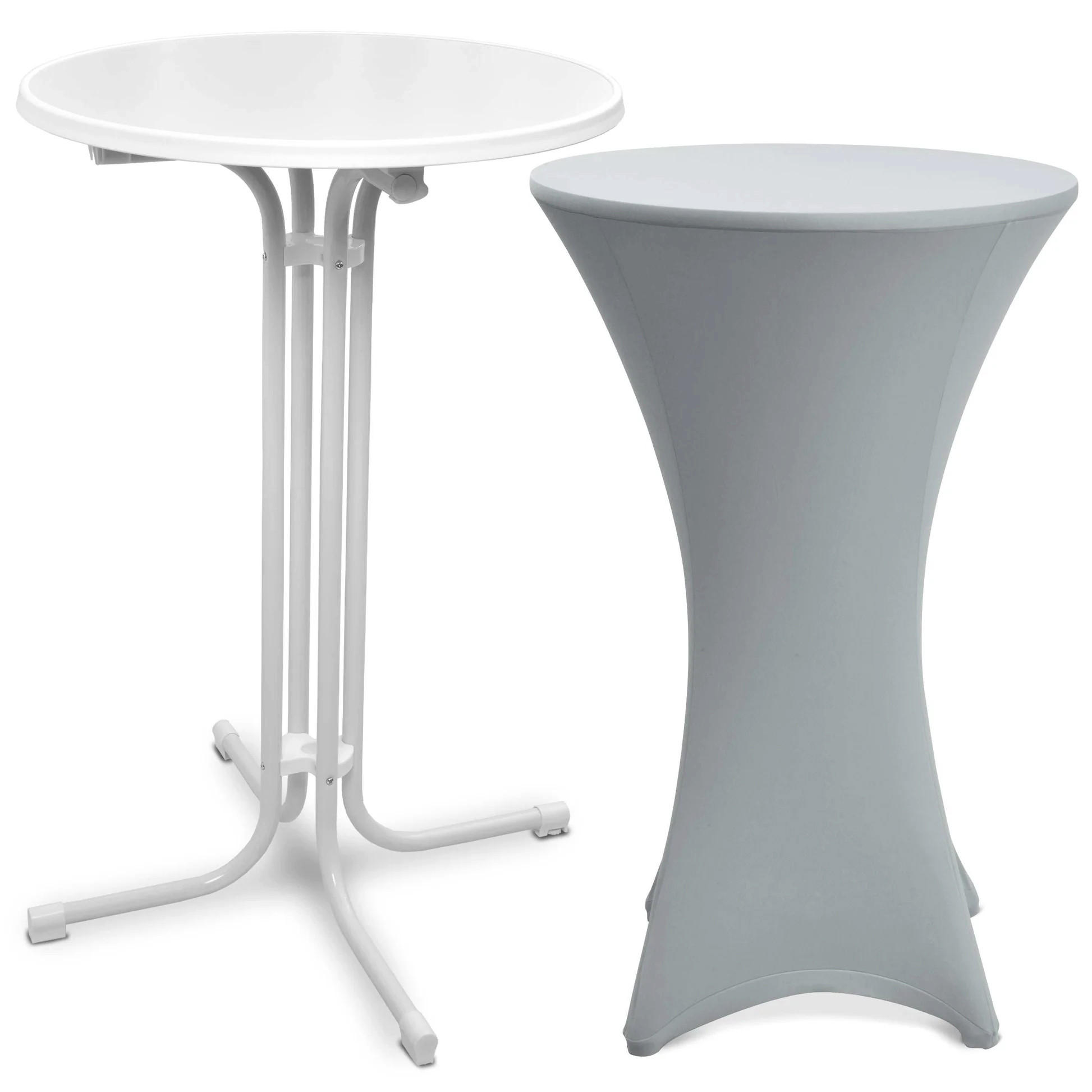 STEHTISCH Bellini Ø 80cm Weiß mit Stella Stehtischhusse Ø 80cm Silber - Silberfarben, Metall (80/80/110cm) - Beautissu 