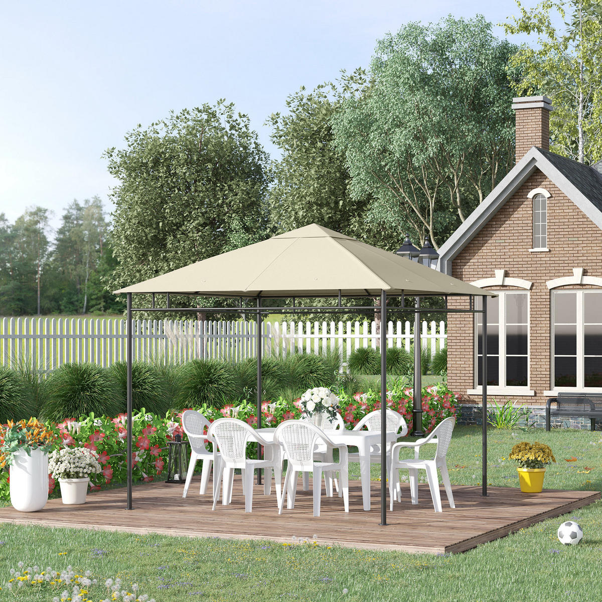 ERSATZDACH, 3x3 m für Gartenpavillon, cremefarben, Polyester 180 g/m² - Multicolor, Textil (298/298cm) - FORIOUS