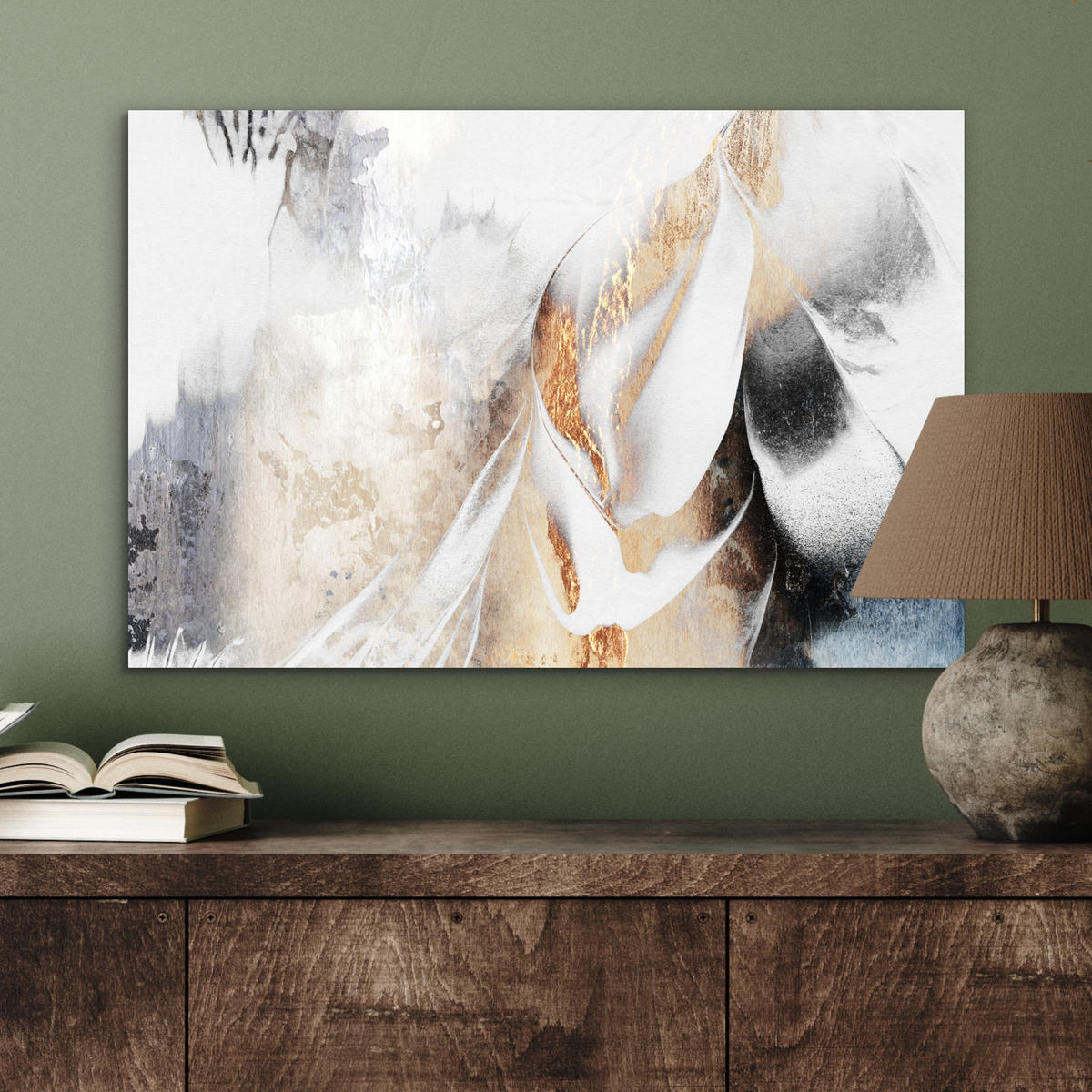 METALLBILD Luxus - Abstrakt - Gold - Weiß 60x40 cm - Goldfarben, Metall (60/40cm) - MuchoWow