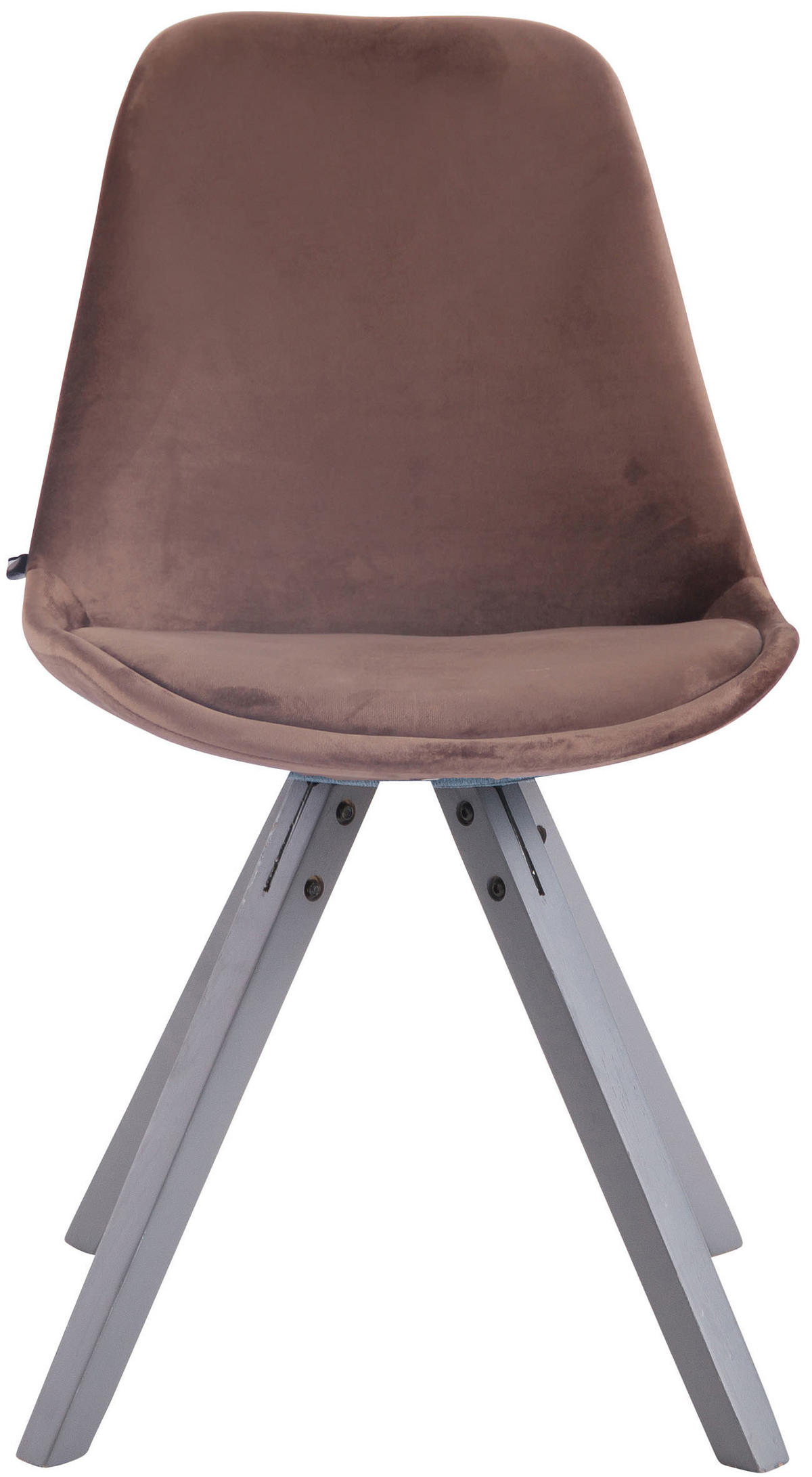 STUHL Samt braun - Braun/Grau, Holz/Textil (48/84/56cm) - CLP