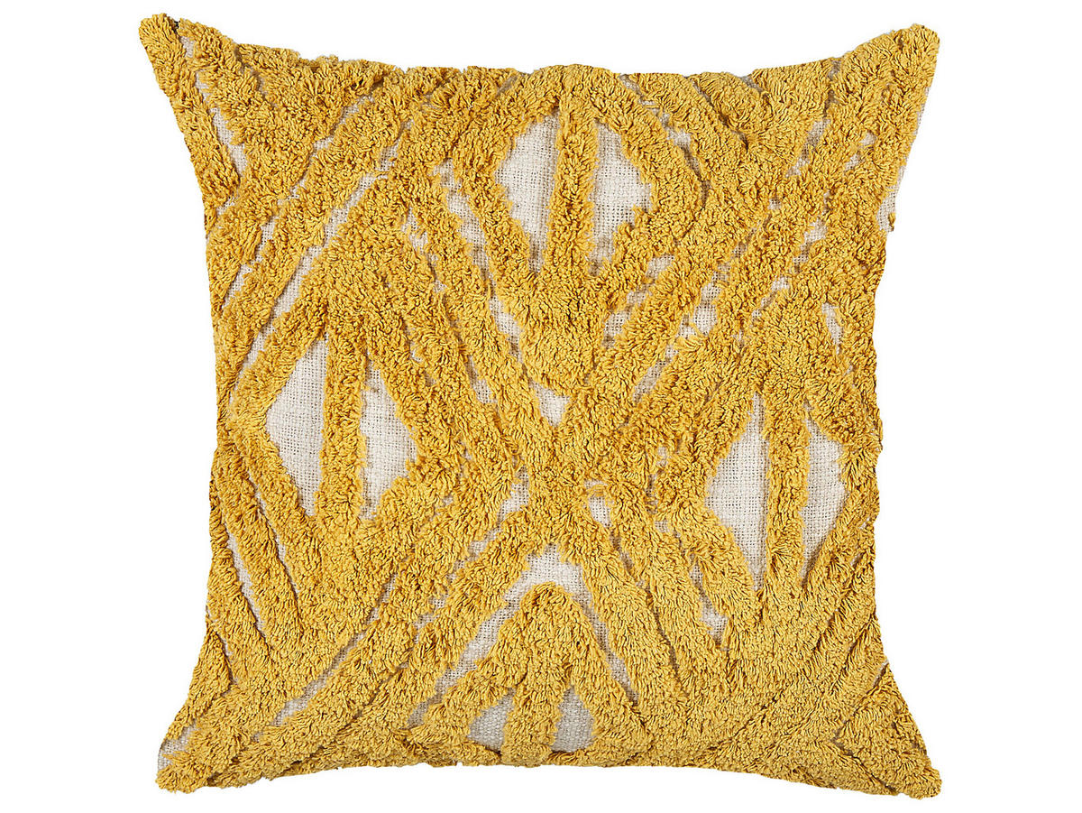 DEKOKISSEN 2er-Set Senfgelb 45/45 cm Alcea - Dunkelgelb, Naturmaterialen/Textil (45/45cm) - Beliani