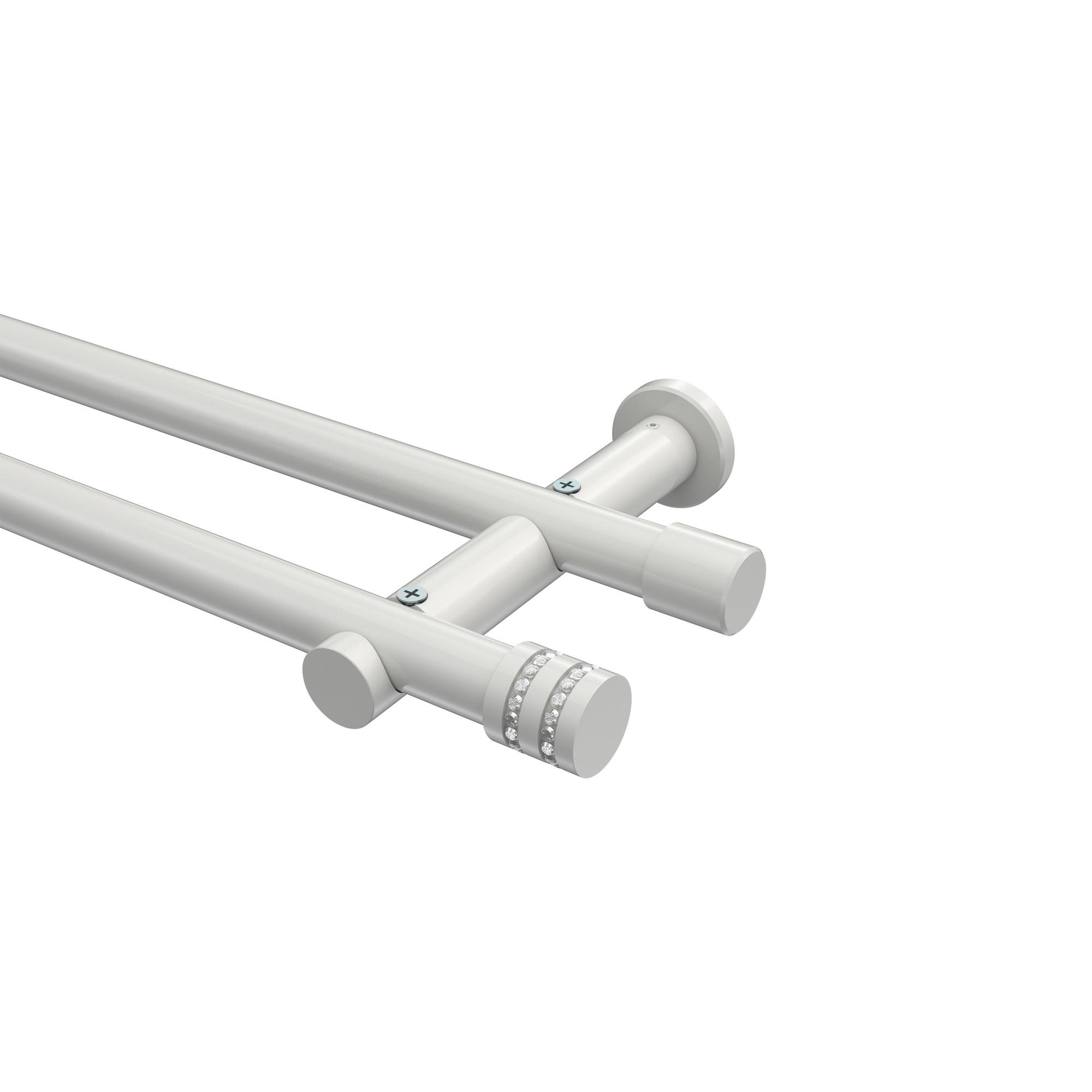 GARDINENSTANGEN-SET Platon Estana 520 cm (geteilt in 4 x 130 cm), 2-läufig (ohne Ringe), 20 mm Ø Weiß - Weiß, Metall (520cm) - INTERDECO