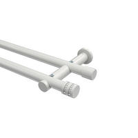 GARDINENSTANGEN-SET Platon Estana 320 cm (geteilt in 2 x 160 cm), 2-läufig (ohne Ringe), 20 mm Ø Weiß - Weiß, Metall (320cm) - INTERDECO