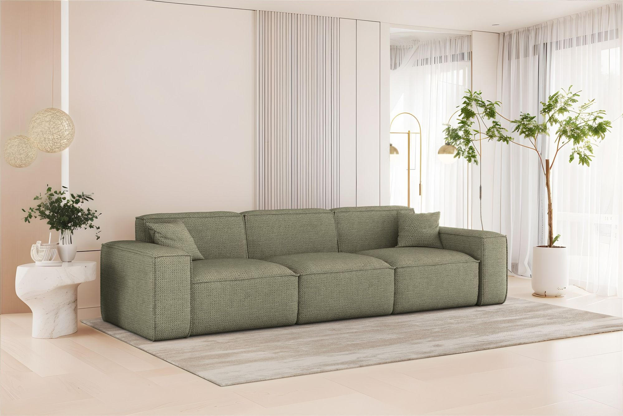 SOFA 3-sitzer Celes Premium In Artico - Grün, Holzwerkstoff/Textil (218/73/90cm) - Fun Möbel
