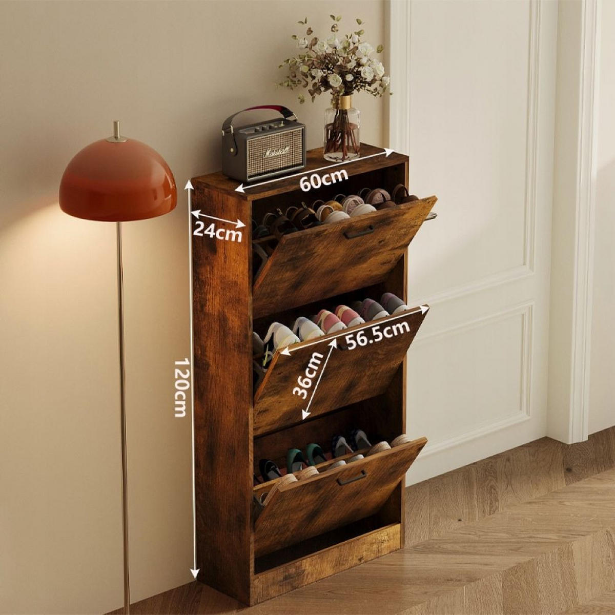 SCHUHKIPPER braun 60/24/120 cm - Braun, Holzwerkstoff (60/120/24cm) - MUVU