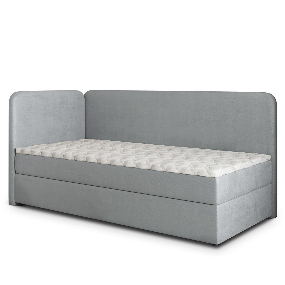 BOXBETT GINA 100x200 cm mit Matratze und Topper, H2+H3 - Hellgrau - Hellgrau, Holz (100/200cm) - MASSENO