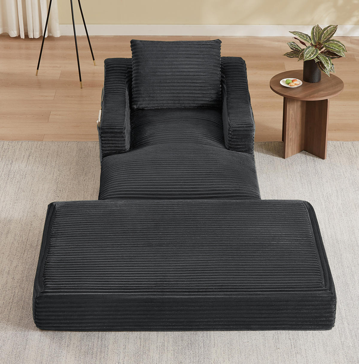 LOUNGESESSEL mit Doppelschicht-Design Cord Dunkelgrau - Dunkelgrau, Textil (162/68/100cm) - Meubliv