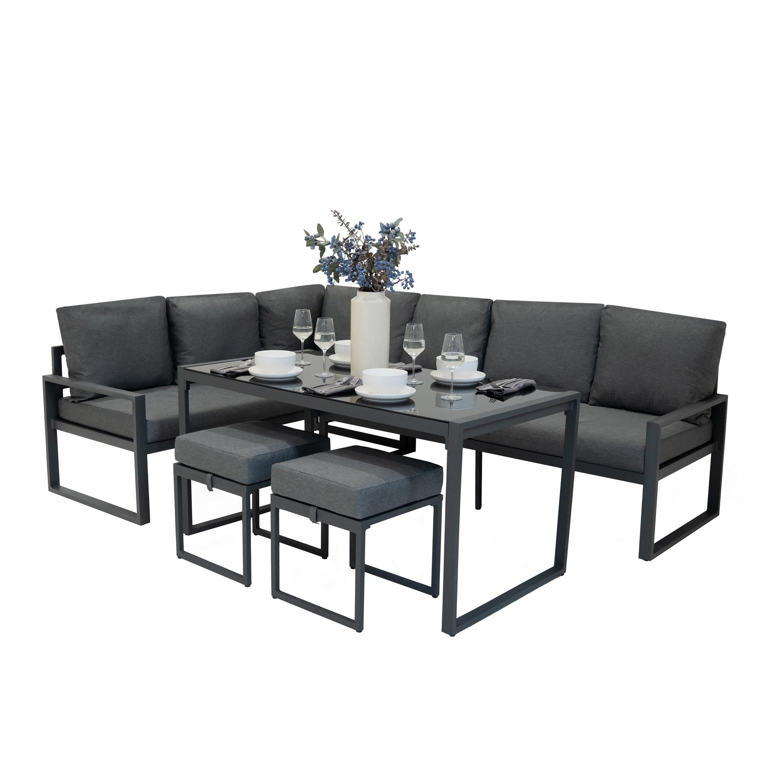 ECKSOFA-SET 5-teiliges Aluminium Anthrazitgrau - Anthrazit, Metall