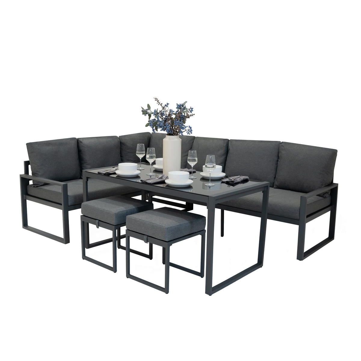 ECKSOFA-SET 5-teiliges Aluminium Anthrazitgrau - Anthrazit, Metall