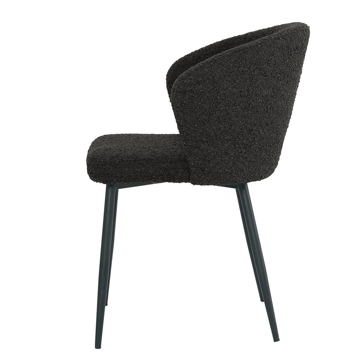 POLSTERSTUHL - 2er-Set - Bouclé / Eisen - Schwarz, Textil/Metall (57/80/60cm) - home24