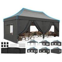 FALTPAVILLON 3x6m Grau wasserdicht mit Seitenwänden - Grau, Textil (585/310/293cm)