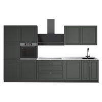KÜCHENZEILE Fame-Line, Grün-Gold Landhaus/Anthrazit, 340 cm, AP Marmor - Anthrazit/Grün, Holzwerkstoff (340/206.8/60cm) - Vicco