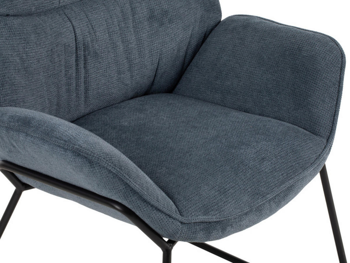 SESSEL Aliano blau - Blau/Schwarz, Textil/Metall (73/76/67cm) - Mr. Deko