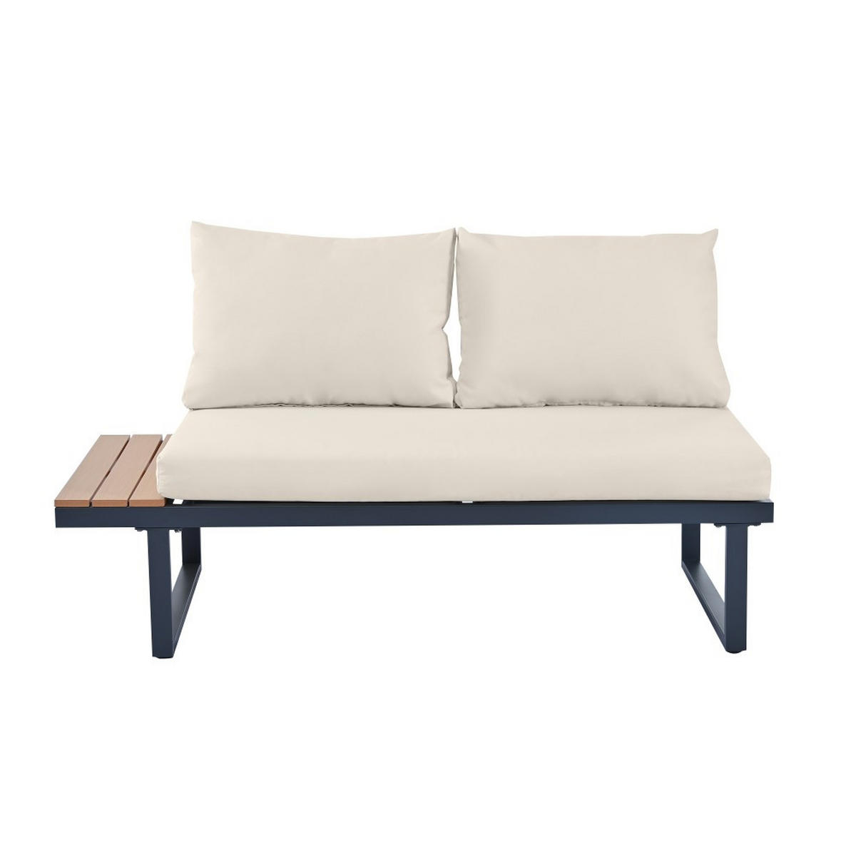 LOUNGEGARNITUR verzinktes Stahlrohr，mit Couchtisch, Beige + Grau - Beige, Textil - KOMHTOM