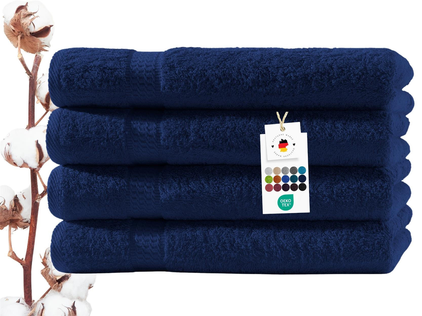 DUSCHTUCH 70x140 cm Frottier Handtücher im 4er Set aus 100% Baumwolle, Navy Blau 500g/m2 - Dunkelblau, Textil (70/140cm) - Carpe Sonno