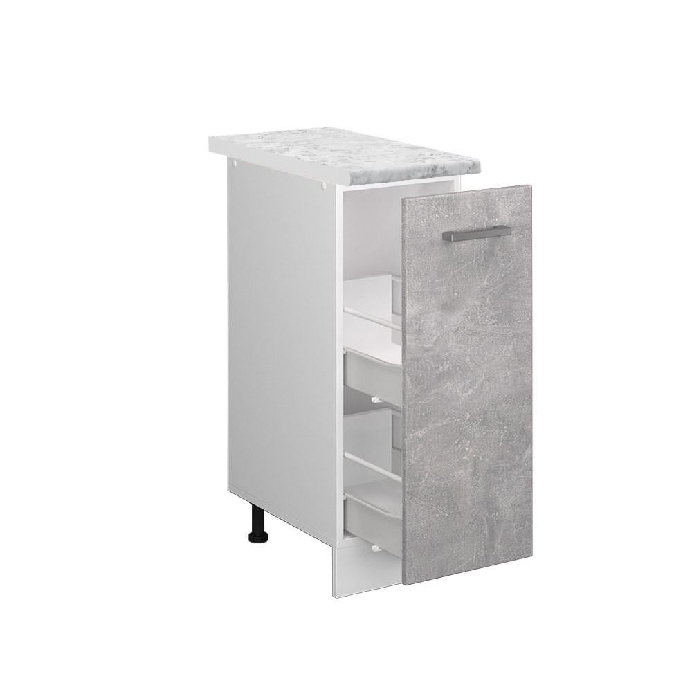 APOTHEKERSCHRANK R-Line Beton 30 cm, AP Marmor - Schieferfarben/Weiß, Holzwerkstoff (30/81.6/60cm) - Vicco