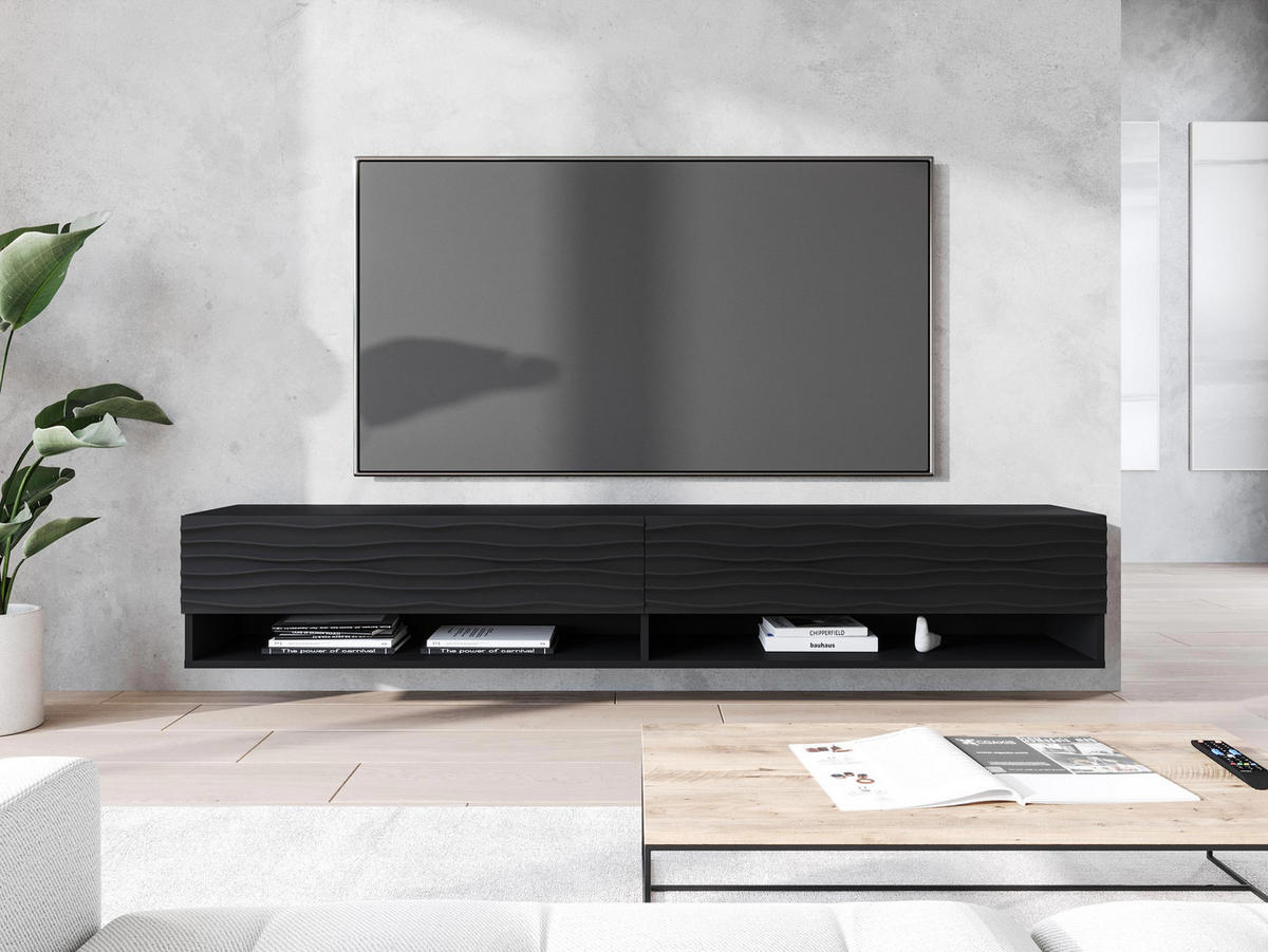 TV-LOWBOARD A180 MDF - Alufarben/Schwarz, Holzwerkstoff/Kunststoff (180/30/33cm) - MIRJAN24