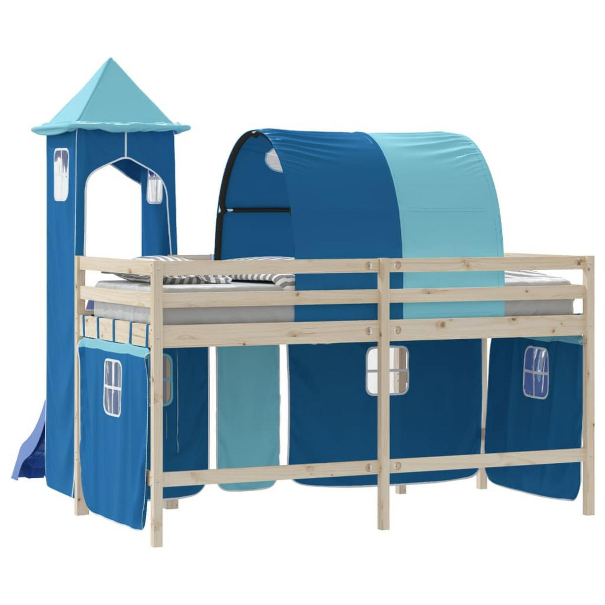 VORHÄNGE Für Hochbett Mit Tunnel Und Turm Blau - Blau, Textil - vidaXL