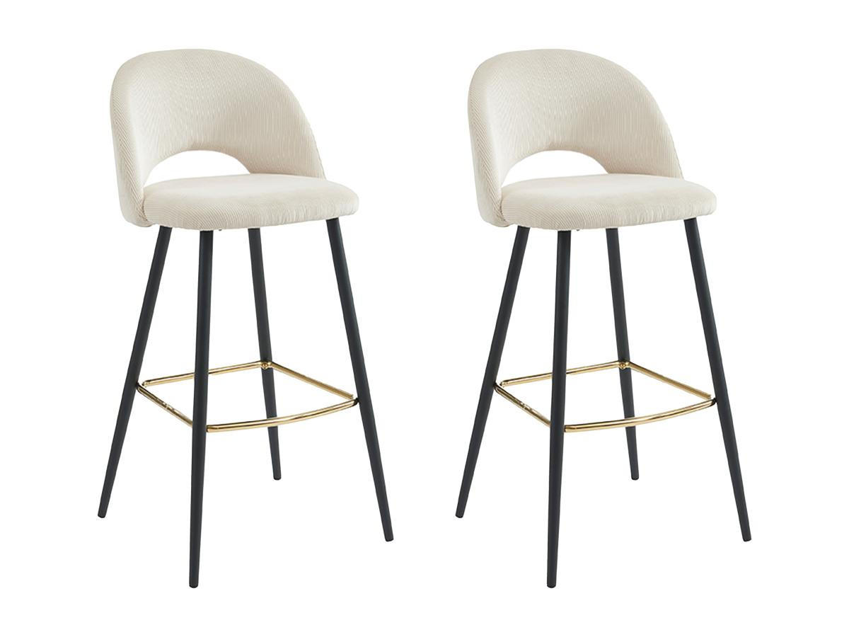 BARHOCKER 2er-Set - Cord & Metall - Cremefarben - FINCHY - Creme, Textil (50/100/48cm) - Pascal Morabito