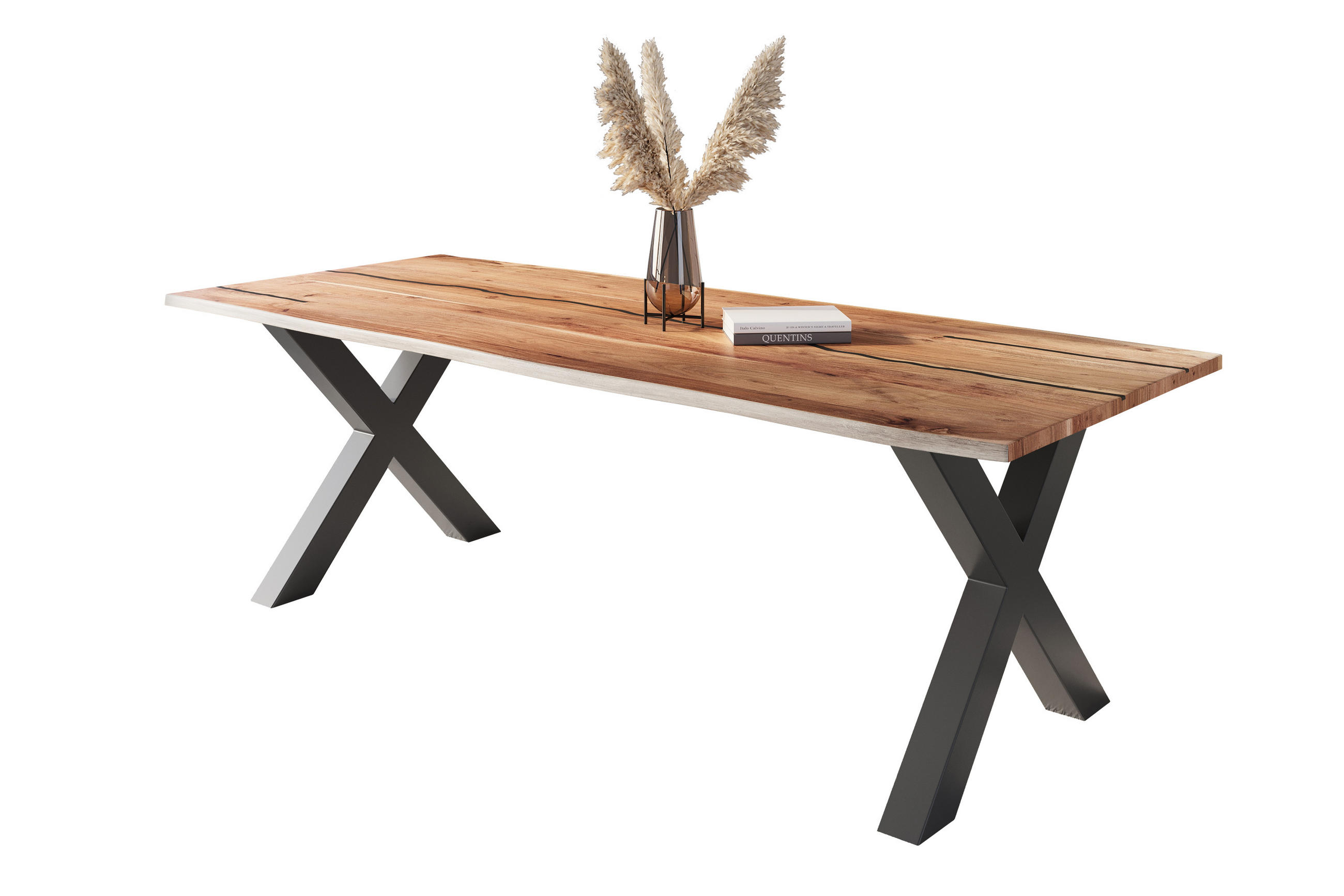 ESSTISCH POLLY - Beige/Schwarz, Holz/Metall (100/260/77cm) - SAM