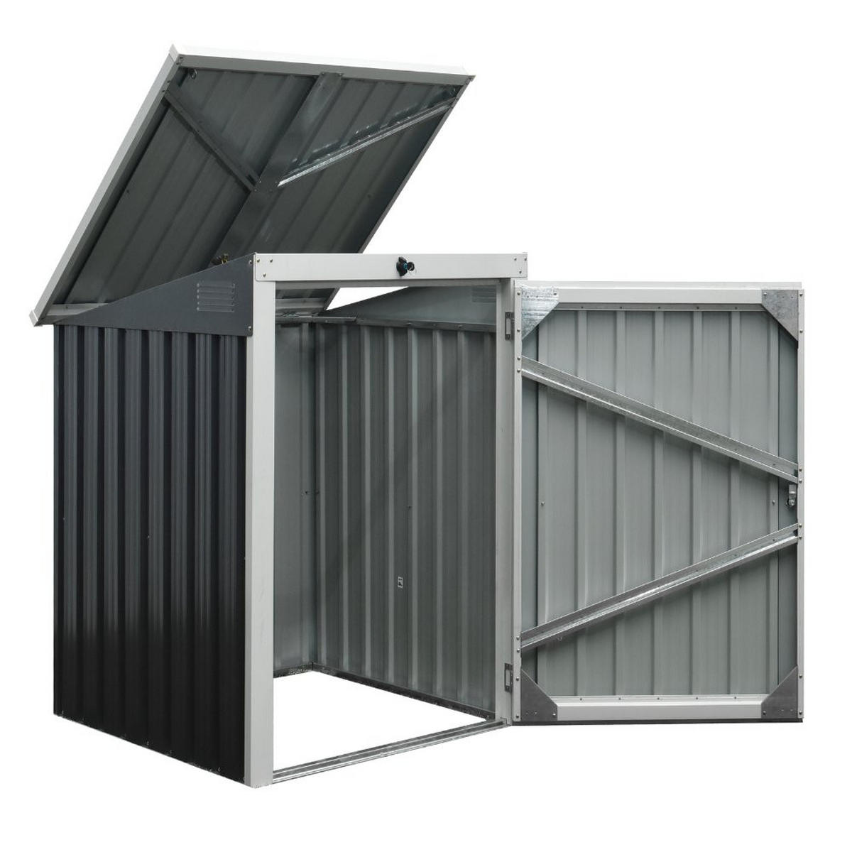 MÜLLTONNENBOX BASURA - Größe: 1x 240L - Anthrazit, Metall (101/134/104cm) - Home Deluxe