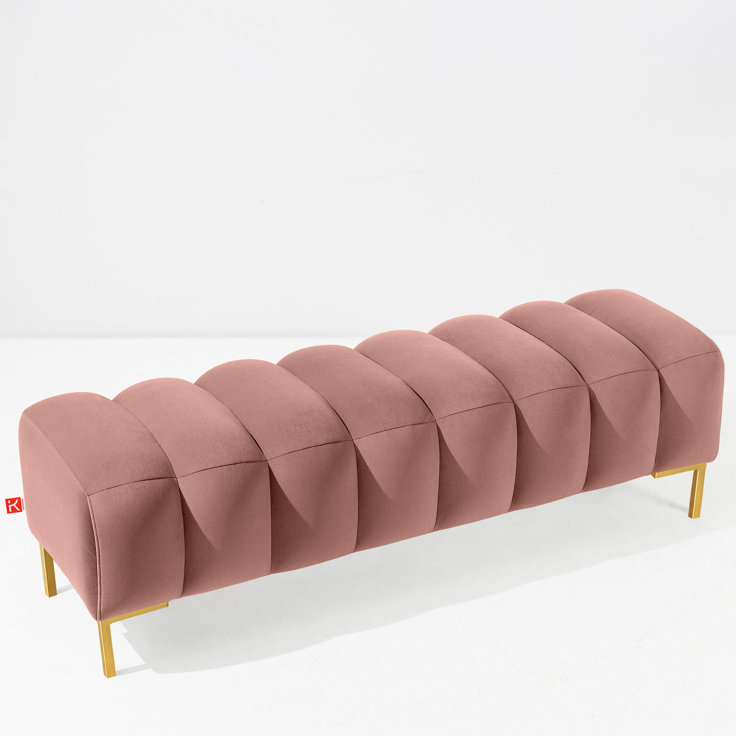 POLSTERBANK Bettbank PECCO, Metallbeinen - Goldfarben/Rosa, Holz/Textil (160/50/50cm) - KONSIMO®