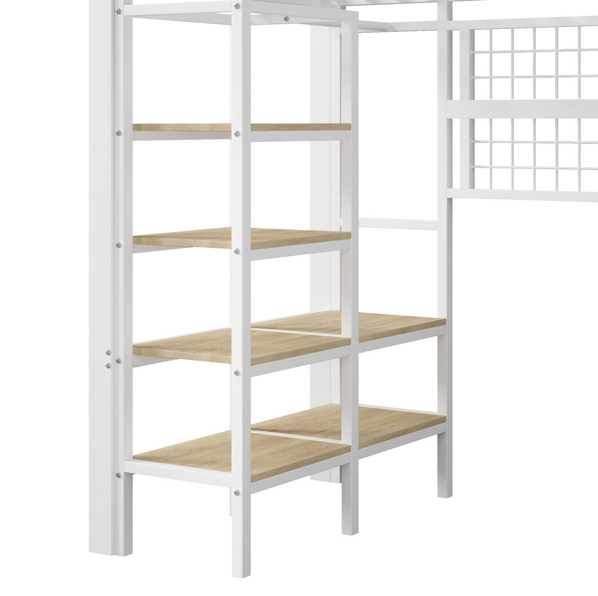 HOCHBETT 90x200 cm mit Ablagefach und LED-Leiste Metall Weiß - Weiß, Metall (90/200cm) - Beauniv