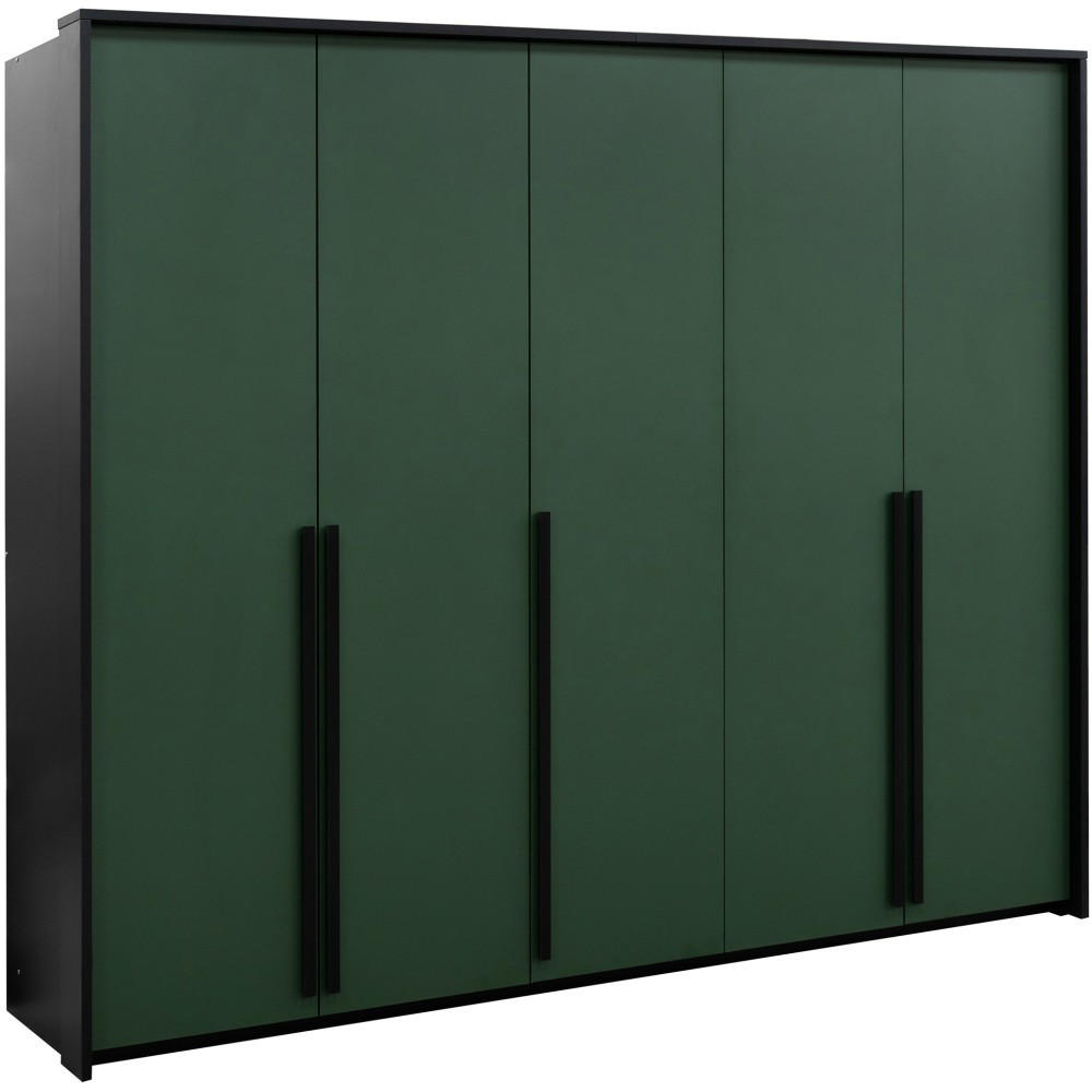 DREHTÜRENSCHRANK Giana mit 5 Türen, 255 cm, Flaschengrün - Dunkelgrün, Holzwerkstoff (255/215/64.5cm) - Beautysofa