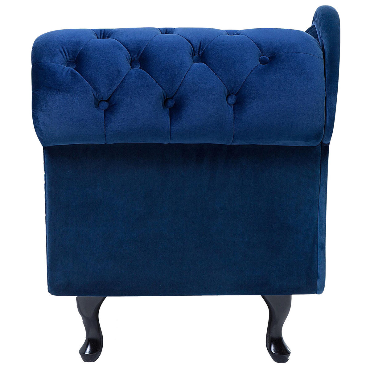 CHAISELONGUE Samtstoff blau rechtsseitig Nimes - Blau/Dunkelbraun, Textil (170/79/61cm) - Beliani
