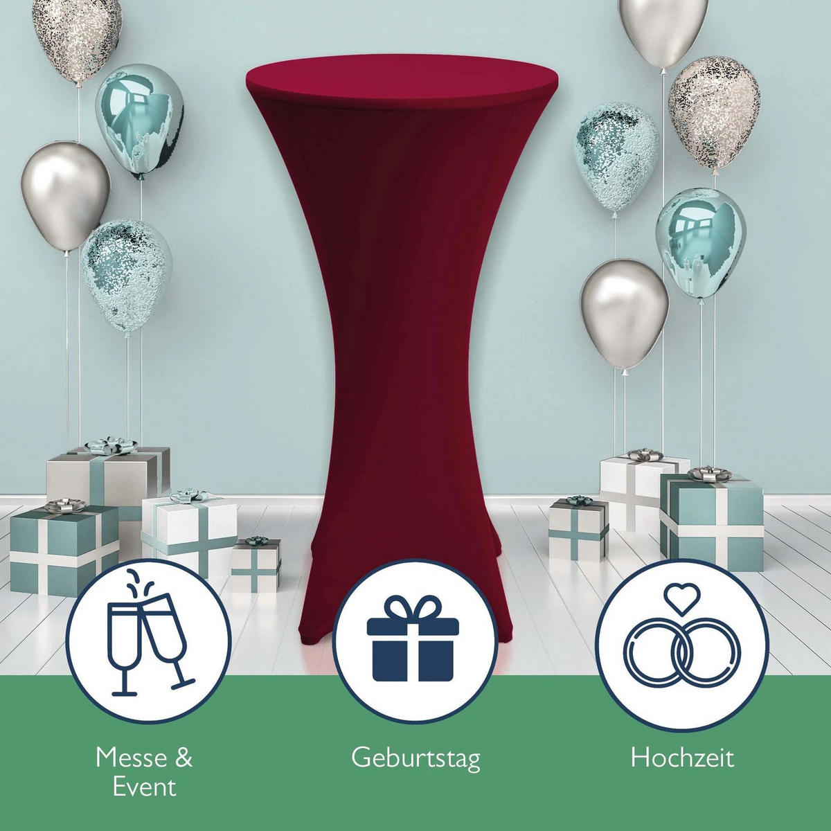 STEHTISCHHUSSE Stella Ø 80cm Bordeaux (2tlg) - Bordeaux, Textil (80/110cm) - Beautissu 