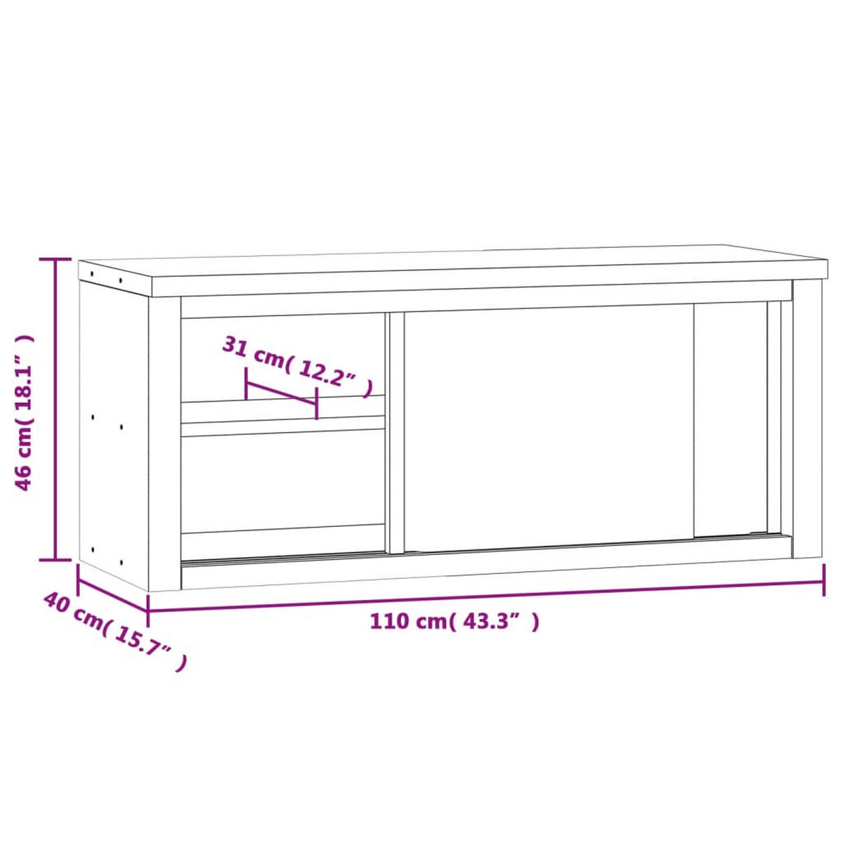 KÜCHEN-WANDSCHRANK Mit Schiebetüren Edelstahl - Silberfarben, Metall (40/46/110cm) - vidaXL