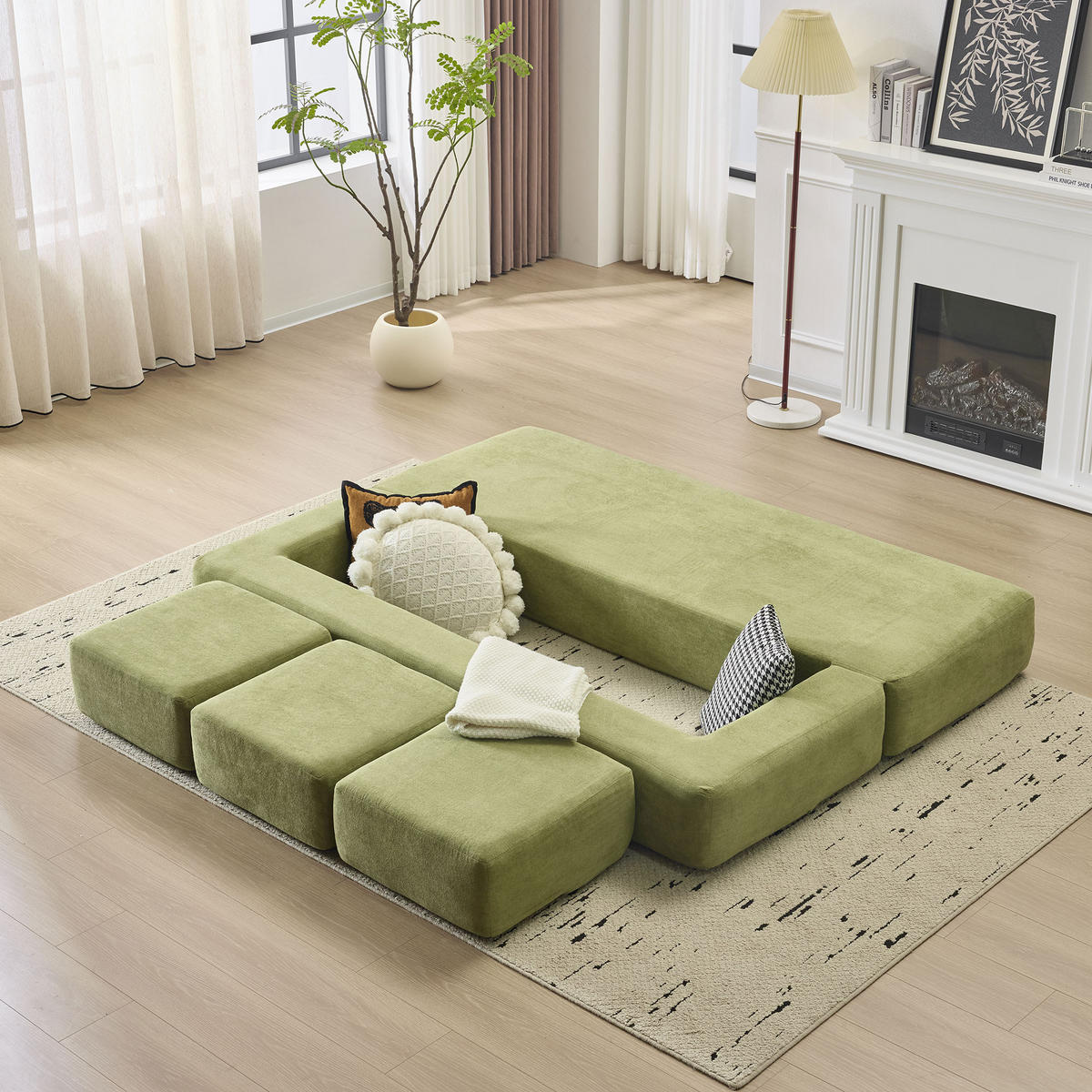 SCHLAFSOFA DE-34995 modular mit Schlaffunktion Grün - Grün, Textil (75.5/50/201cm) - ComfortXL
