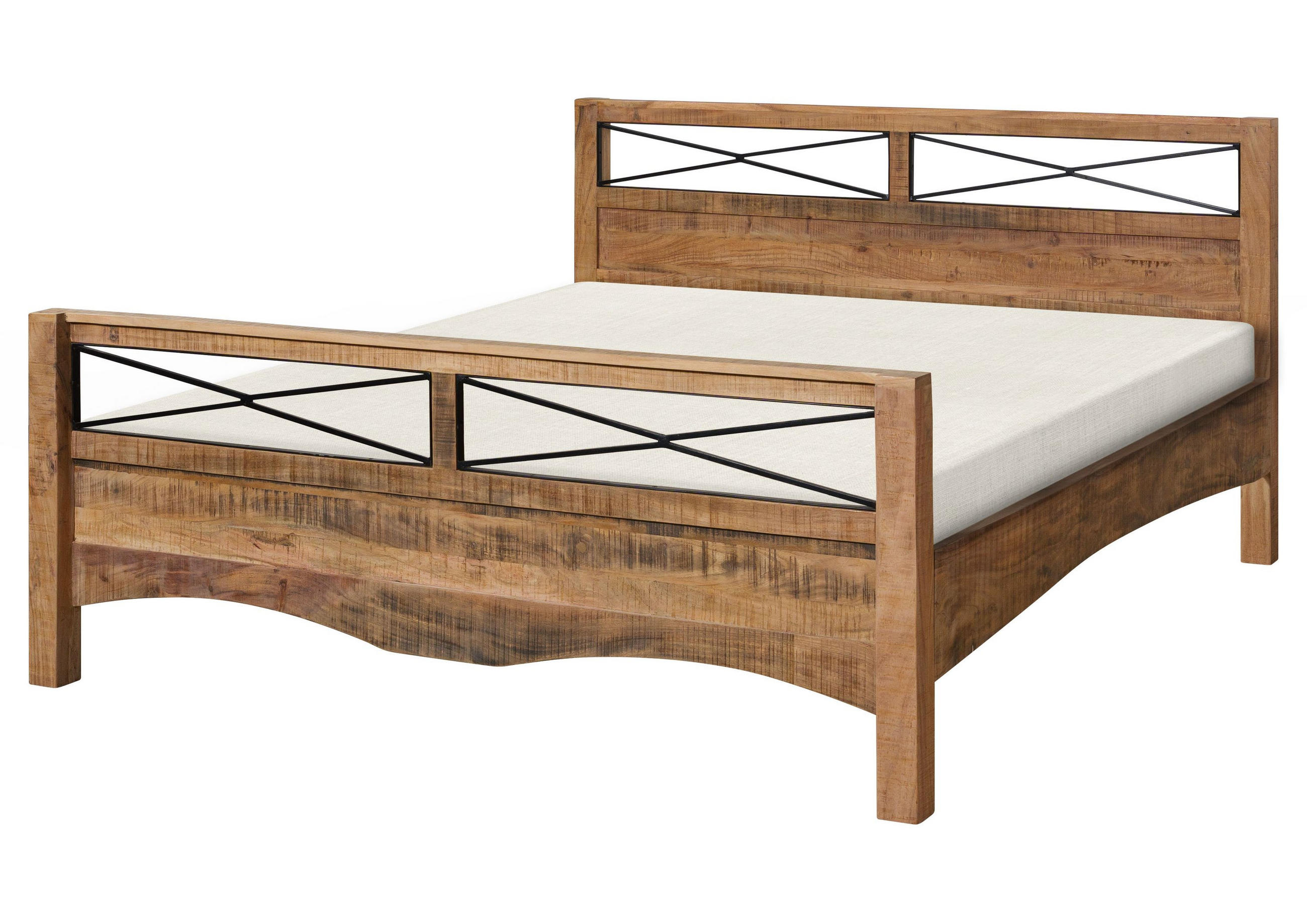 BETT Massivholz Akazie 200 x 200 x 100 natur NATURE OF SPIRIT #348 - Naturfarben, Holz (200/200cm) - Massivmoebel24