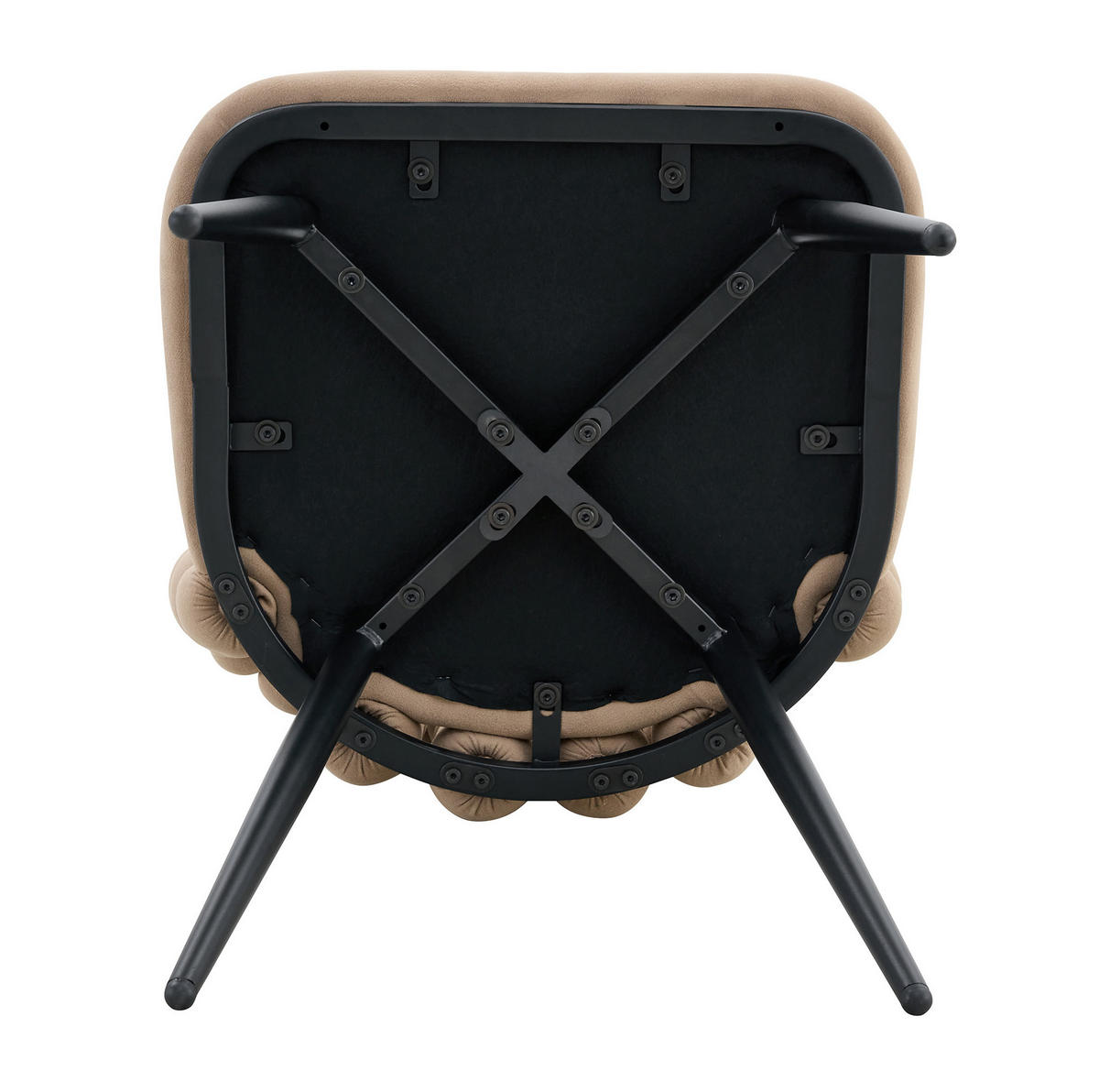 ESSZIMMERSTÜHLE 2er-Set mit Open-Back-Design Samt Camel Metall Schwarz - Braun, Metall (50/86/48cm) - Meubliv