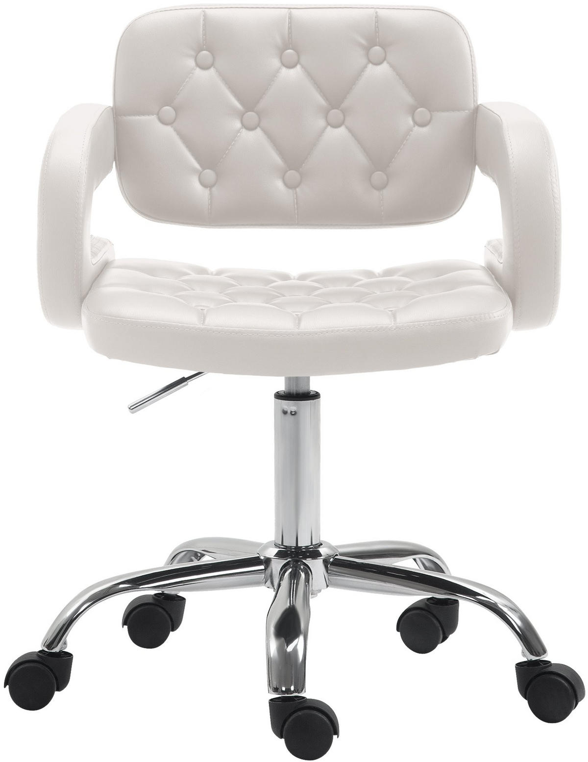 DREHSTUHL Lederlook weiß - Chromfarben/Weiß, Textil/Metall (62/78/55cm) - CLP