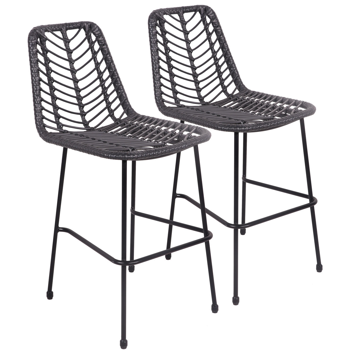 BARHOCKER Oka Schwarz 2er-Set - Schwarz, Kunststoff (45.5/98.5/64.5cm) - Happy Garden
