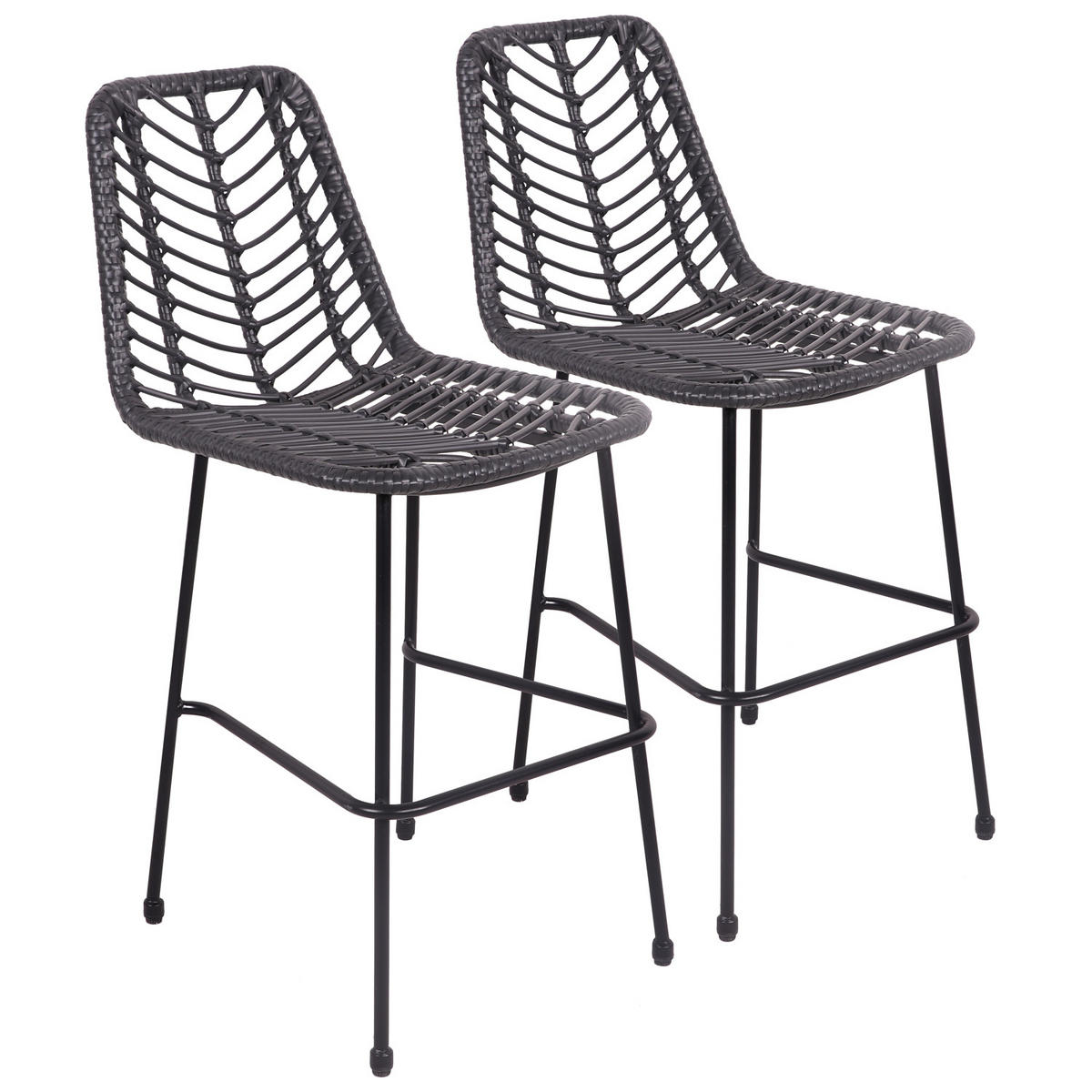 BARHOCKER Oka Schwarz 2er-Set - Schwarz, Kunststoff (45.5/98.5/64.5cm) - Happy Garden
