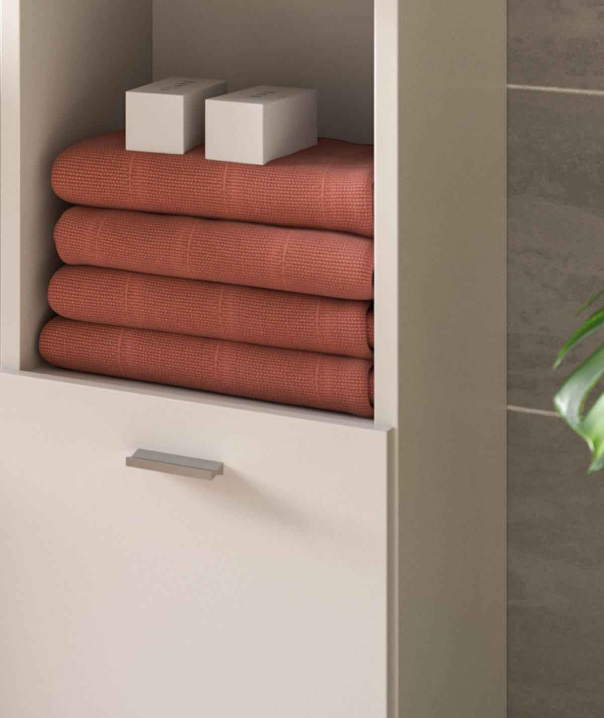 MIDISCHRANK weiß 30 cm, Badschrank hängend oder stehend - Silberfarben/Weiß, Holzwerkstoff/Kunststoff (30/125/29cm) - Inn.Furn