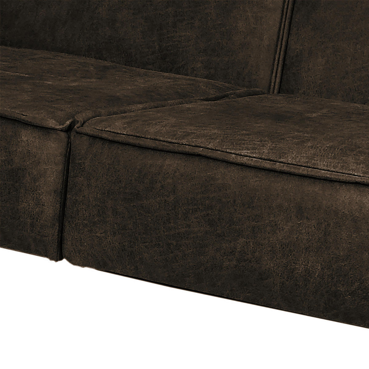 2-SITZER SOFA - Antiklederlook - Graubraun, Textil (125/74/82cm) - home24