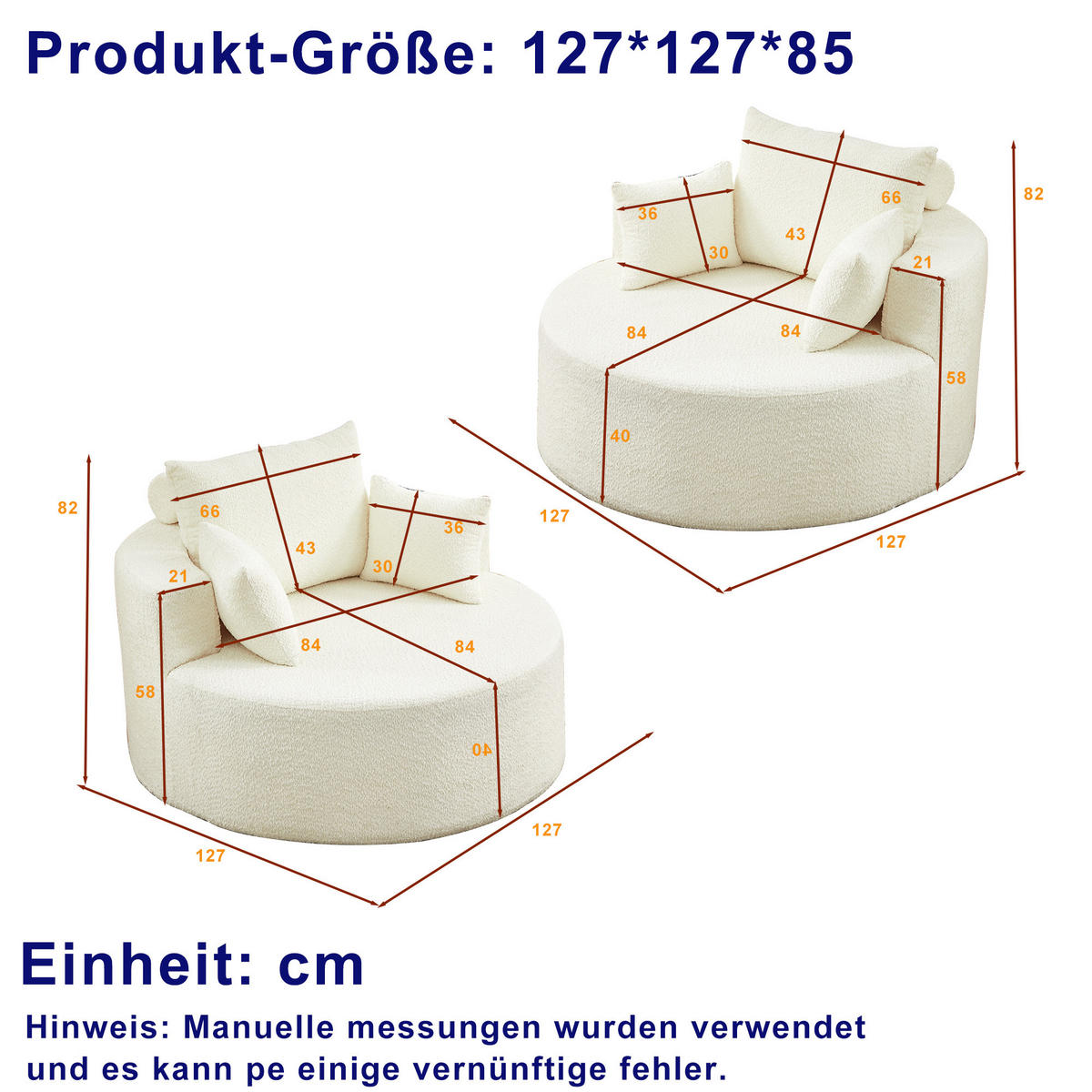 SESSEL 2er-Set Chenille Beige - Beige, Textil (127/82/127cm) - WISHDOR