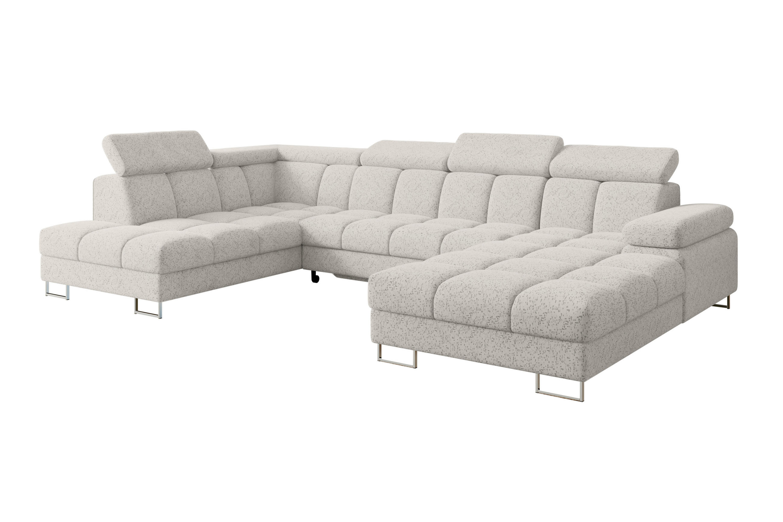 WOHNLANDSCHAFT mit Schlaffunktion und Bettkasten Ottomane Links COMA U 345x203x79 Hellgrau Velours - Hellgrau, Holzwerkstoff/Textil (345/79/203cm) - ALTDECOR