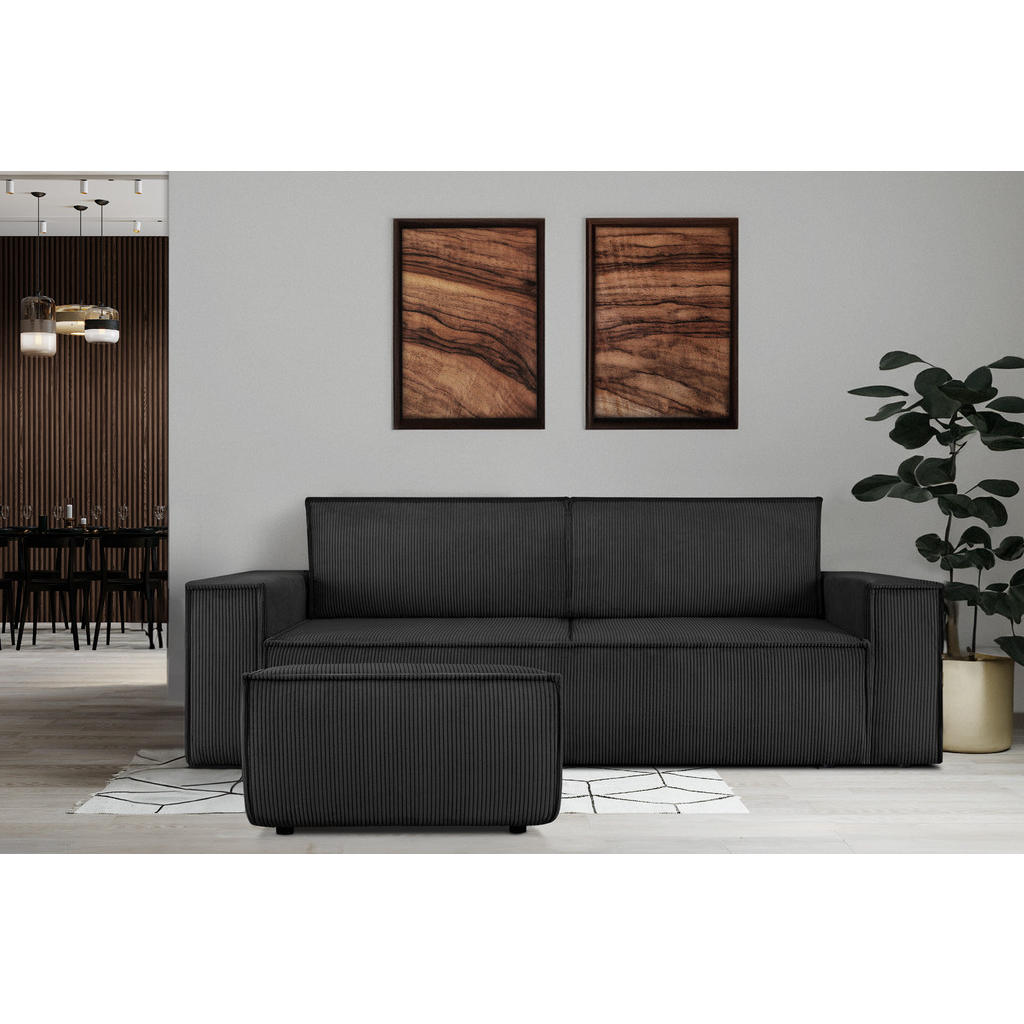 Thumbnail - Konsimo® Sitzpouf, Dunkelgrau, Textil, 83x45x83 cm, FSC 100%, Hergestellt in Europa, Wohnzimmer, Hocker, Poufs