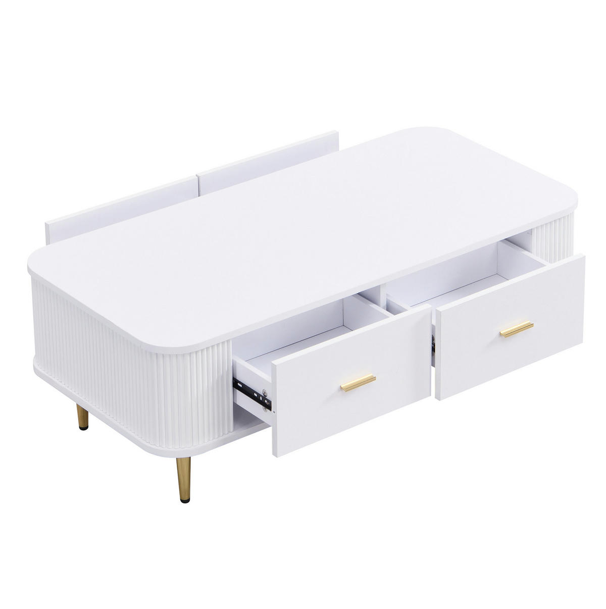 COUCHTISCH 105/51/38 cm Weiß aus MDF mit 4 Schubladen - Weiß, Holzwerkstoff (105/51/38cm) - OKMYHOME
