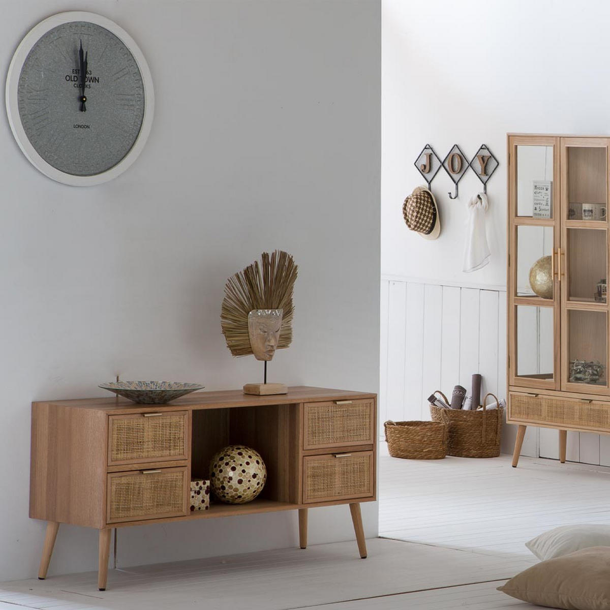 LOWBOARD aus Holz und braunem Netz 120x42x60 - Braun, Holz (120/60/42cm) - Wanderlust