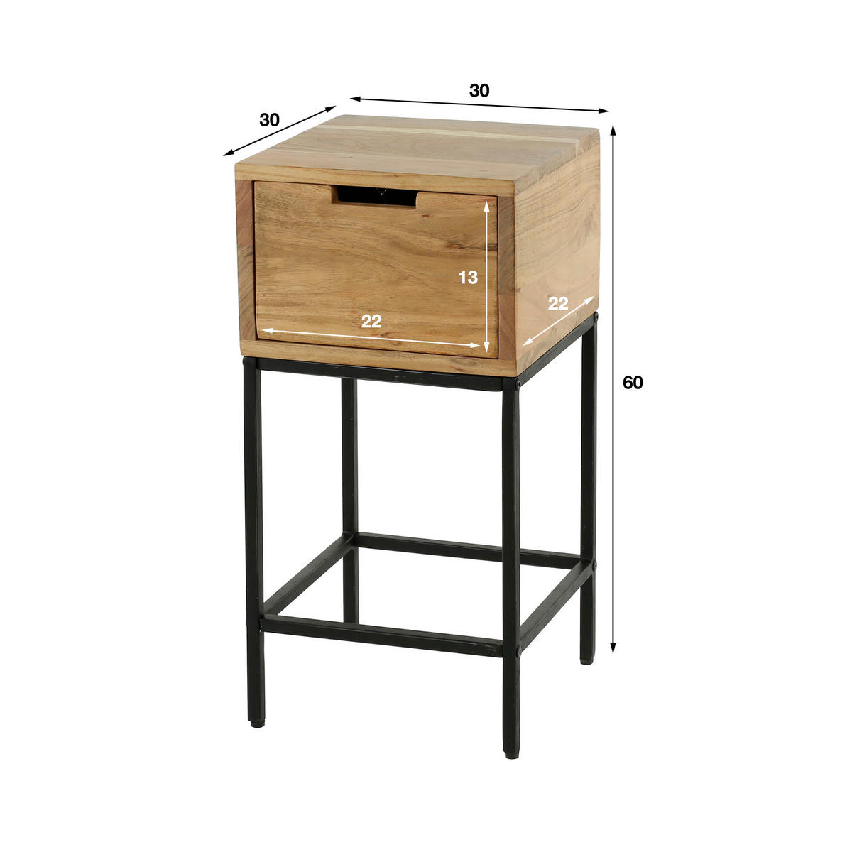NACHTTISCH Flach Braun 30/44/60 cm - Braun, Holz (44/60/30cm) - Hoyz Collection