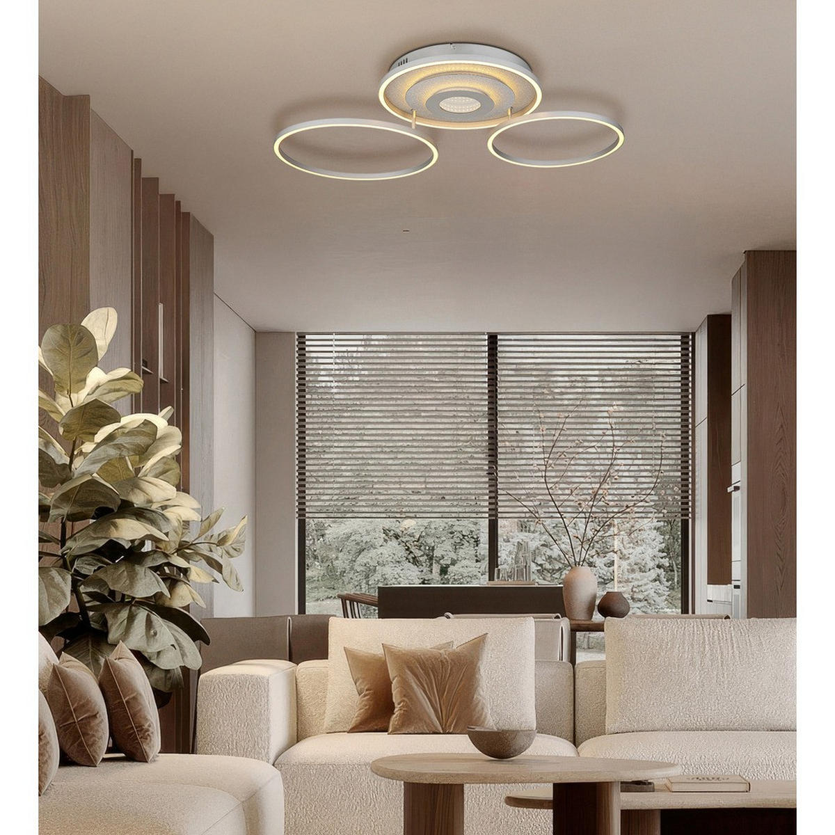 DECKENLEUCHTE MILES Metall Silber LED - Silberfarben, Metall (99.2/57/11.5cm) - Globo Lighting